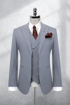 Bộ Suit Xám Xanh Kẻ Sọc Xước Modern Fit TGS371